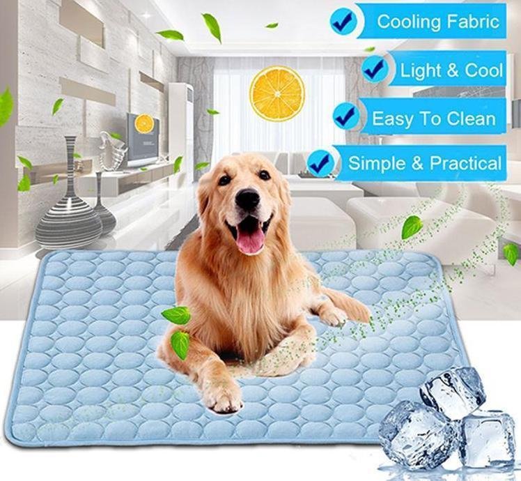 Self-Cooling Pet Mat for Dogs & Cats – Ice Silk Summer Cooling Pad with Non-Tech Chill Technology (Multiple Sizes