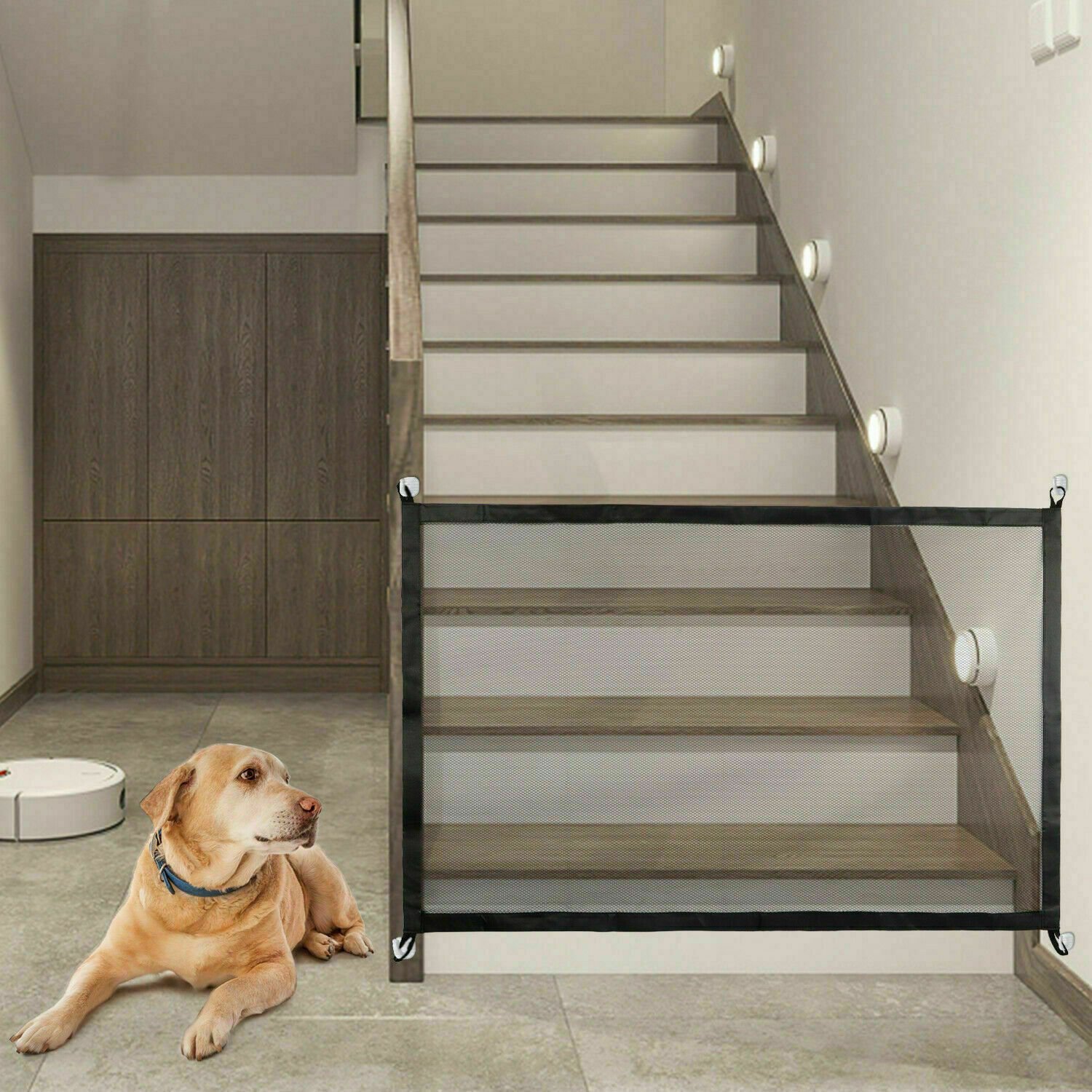 Portable Mesh Safety Gate for Pets & Babies – Easy Stair/Door Guard