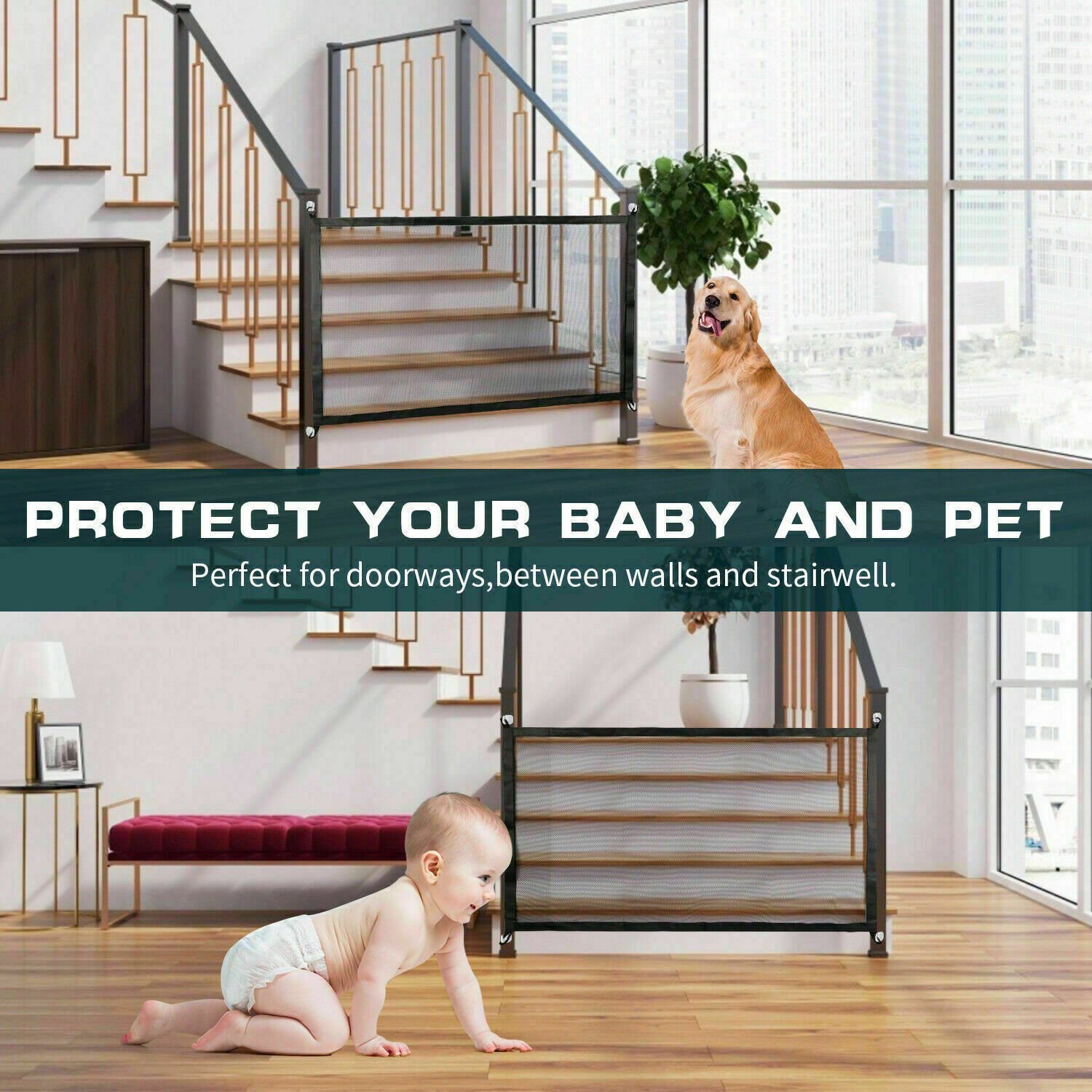 Portable Mesh Safety Gate for Pets & Babies – Easy Stair/Door Guard - Image 3