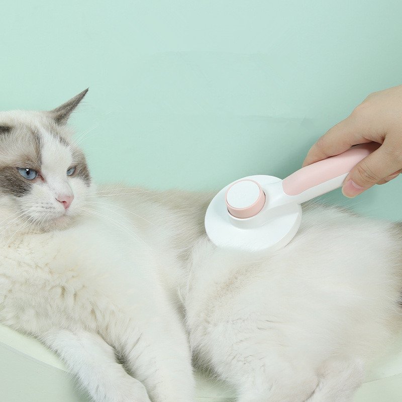 Self-Cleaning Cat Grooming Comb with Round Handle
